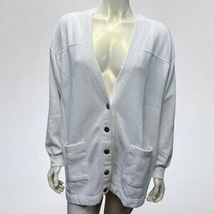 90s JCPenney USA Olympic Team White Cardigan Sweater - Medium, Made in Korea